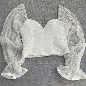 Apeach White Sheer Sleeve Blouse